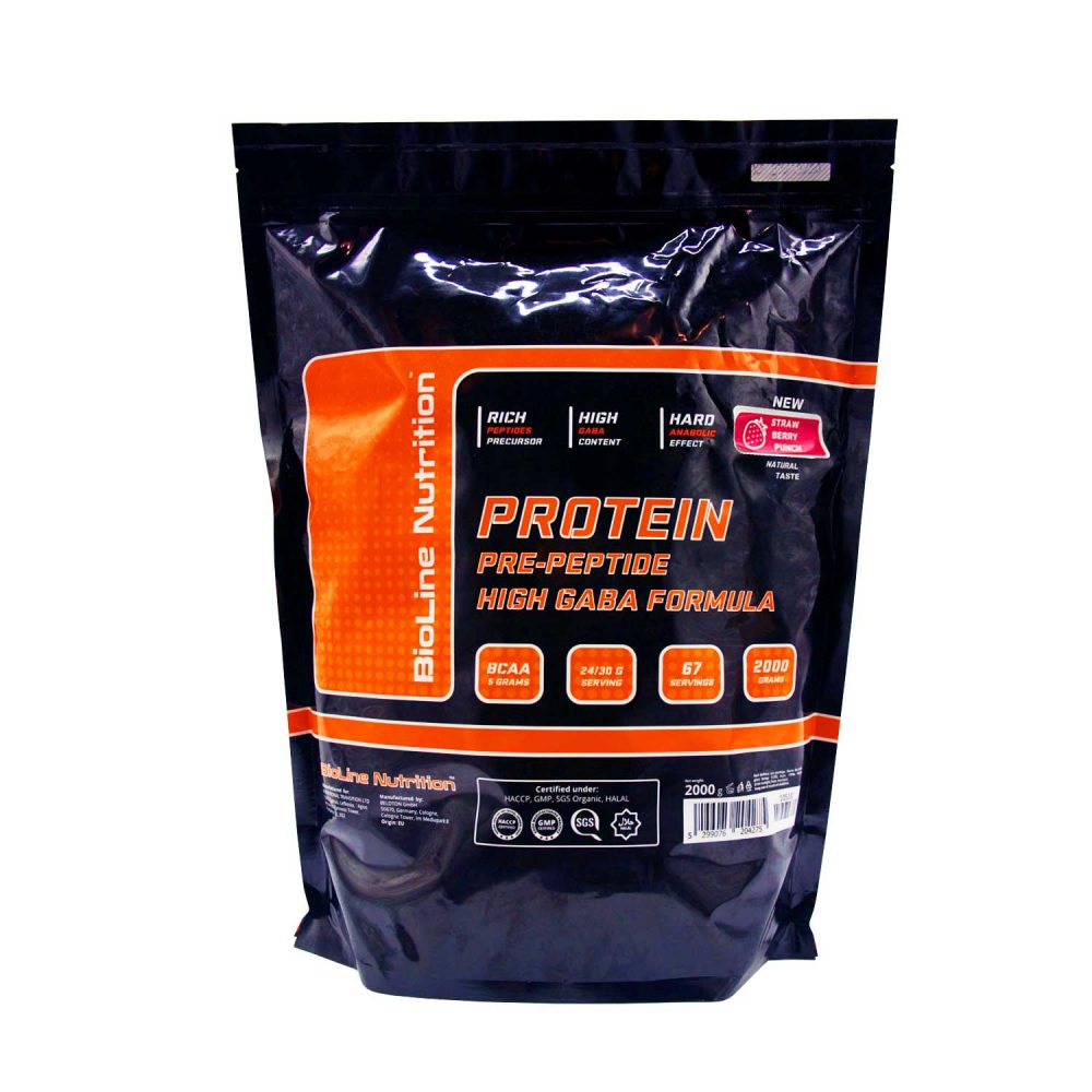 Купить BioLine Nutrition Protein + GABA - протеин + габа, для набора мышечной массы - пакет - , вкус земляничный пунш в интернет магазине спортивного питания в Украине tvoy-prot.com.ua - цена, как принимать